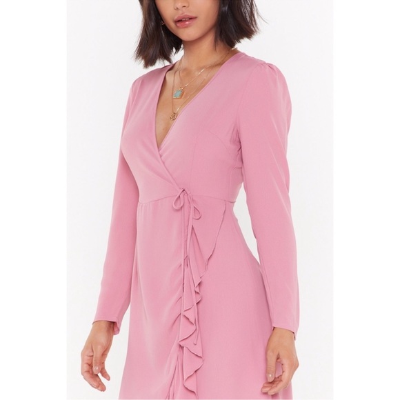 NWT Nasty Gal Get Rich Or Tie Tryin’ Wrap Dress - Picture 3 of 12